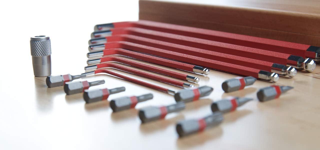 image:imageSILCA HXONE Home Allen Key Set L Wrench Tool KIT Texture Coated Swiss tool Steel Magnetic 6mm Driver for included 14 bits Metric HEXTORX CNC machined Wood Case
