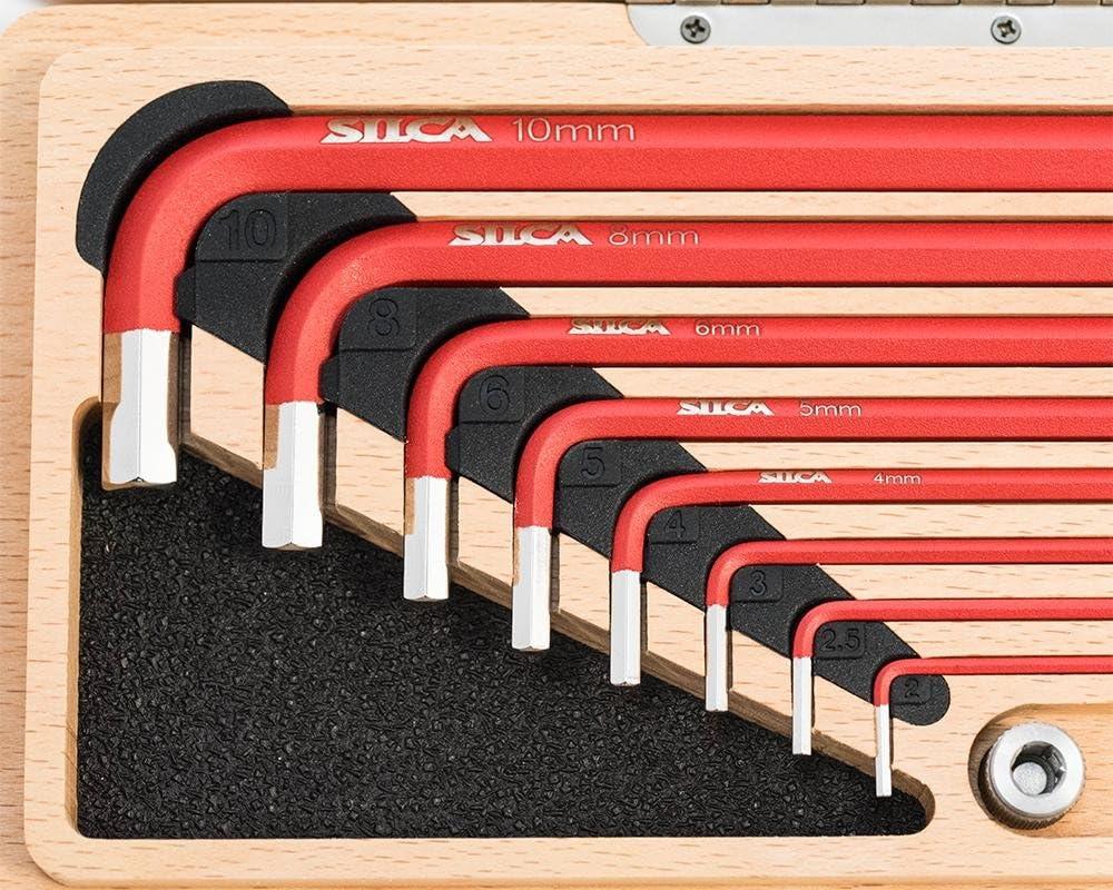 image:imageSILCA HXONE Home Allen Key Set L Wrench Tool KIT Texture Coated Swiss tool Steel Magnetic 6mm Driver for included 14 bits Metric HEXTORX CNC machined Wood Case