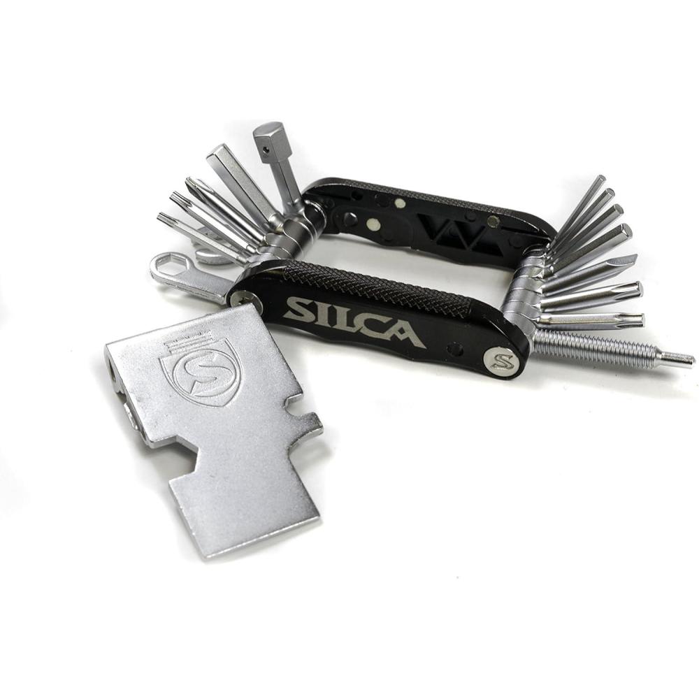 image:imageSILCA TREDICI MultiTool 13 tools minimalistic focus steel multi tools with hardened chrome finish aluminum side bars with master link magnetic storage HEXTORXPHILLIPSPad spacer 105gIAK VENTI 20 tools