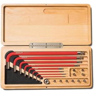 image:imageSILCA HXONE Home Allen Key Set  L  Wrench Tool KIT  Texture Coated Swiss tool Steel  Magnetic 6mm Driver for included 14 bits  Metric HEXTORX  CNC machined Wood Case