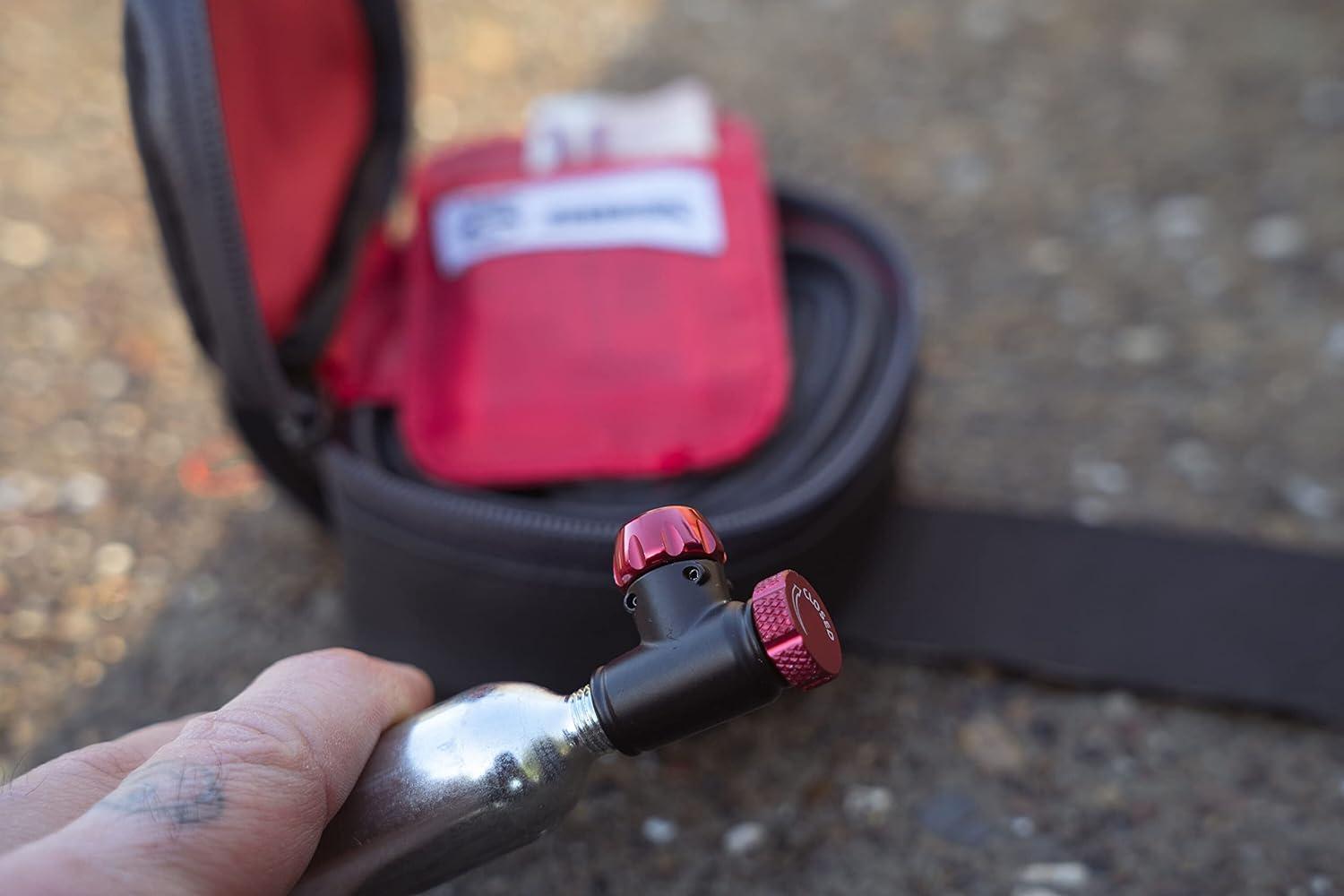 image:imageSILCA EOLO IV Co2 Regulator Compact Design with Turn Screw Control Valve Presta and Schrader Compatible Universal Co2 Cartridge ThreadRed Black