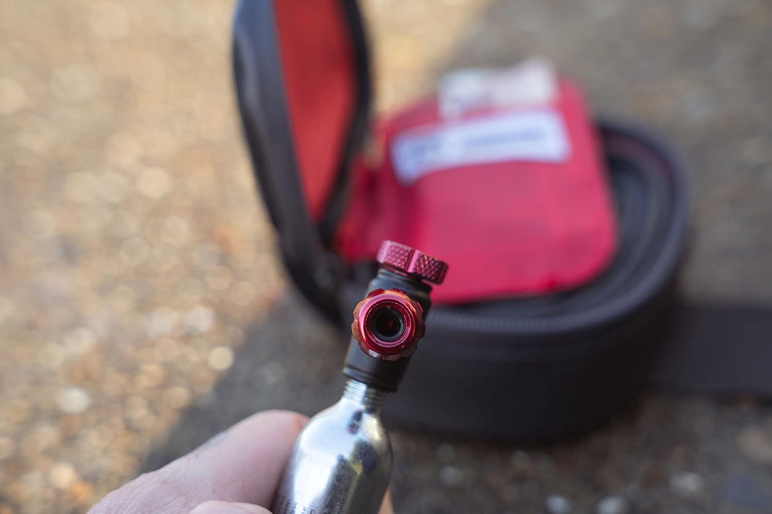 image:imageSILCA EOLO IV Co2 Regulator Compact Design with Turn Screw Control Valve Presta and Schrader Compatible Universal Co2 Cartridge ThreadRed Black