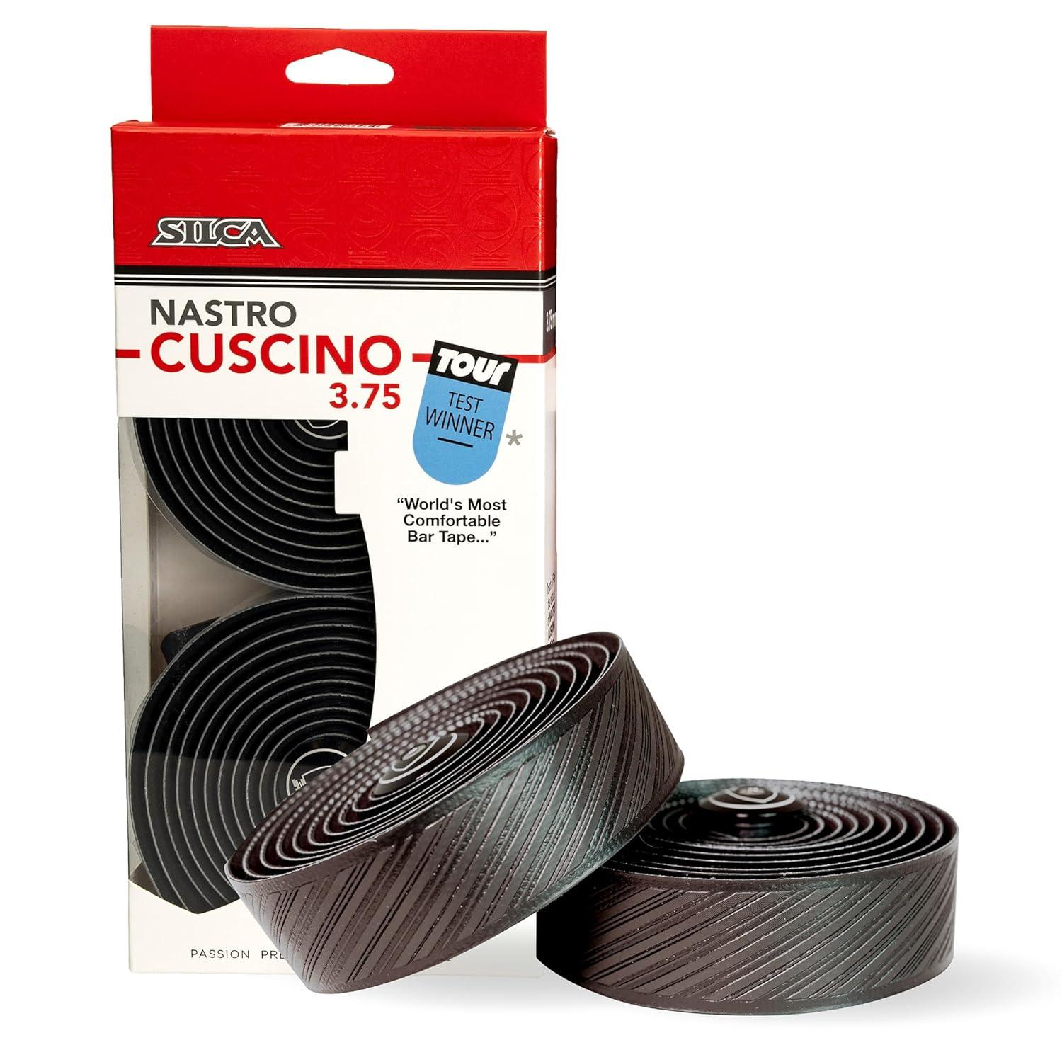 image:imageSILCA Nastro Cuscino Bike Handlebar Tape Cyan Blue 375mm Extra Thick Bike Bar Tape Comes with Aluminum End Plugs amp Installation Kit Durable Comfortable and VibrationDampingBlack
