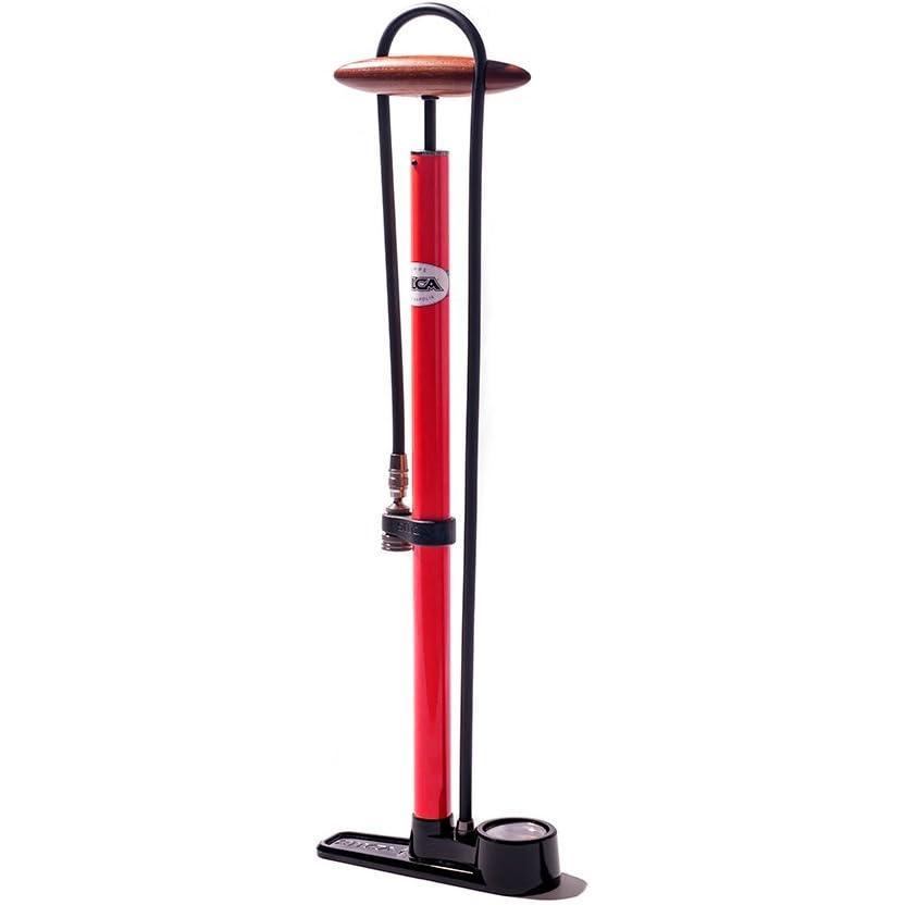 image:imageSILCA Pista Floor Pump Red with Black Single Sided Base and SILCA Presta Chuck and Threaded Schrader Chuck